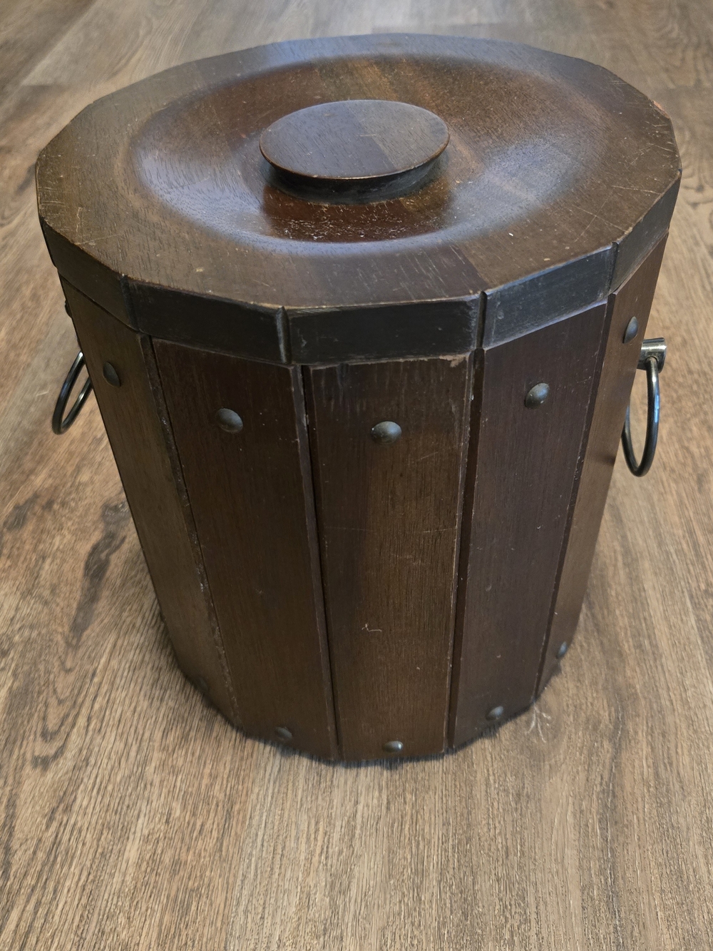 Wood Accent ICE Bucket in Dark Brown - Unbranded